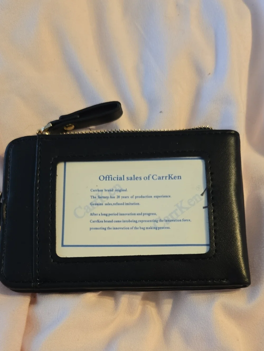Black Leather Zip Card Holder Wallet